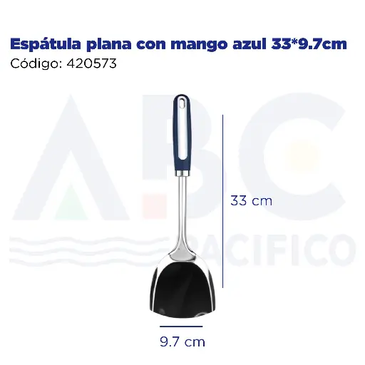 [420573] Espátula plana con mango azul 33*9.7cm