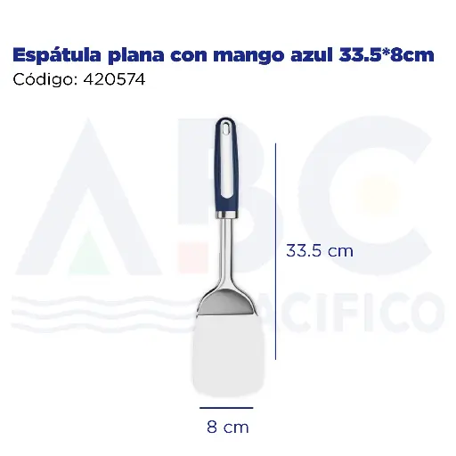 [420574] Espátula plana con mango azul 33.5*8cm