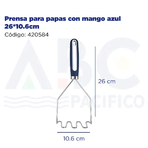 [420584] Prensa para papas con mango azul 26*10.6cm