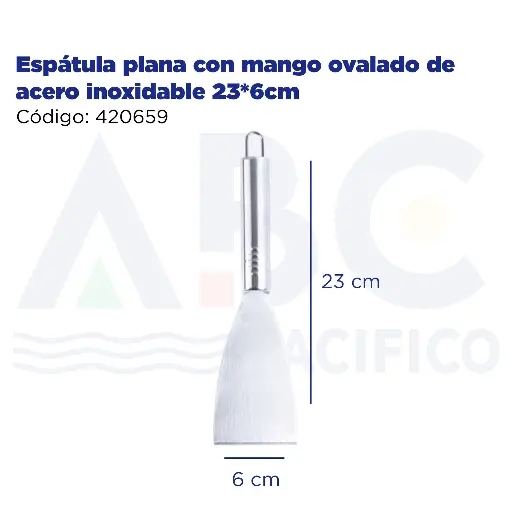 [420659] Espátula plana con mango ovalado de acero inoxidable 23*6cm