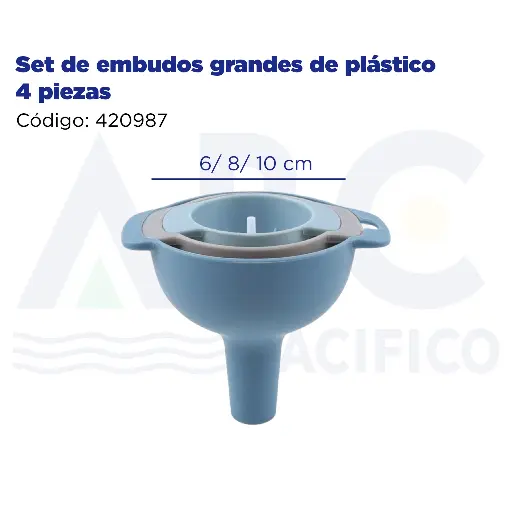 [420987] Set de embudos grandes de plástico 4 piezas