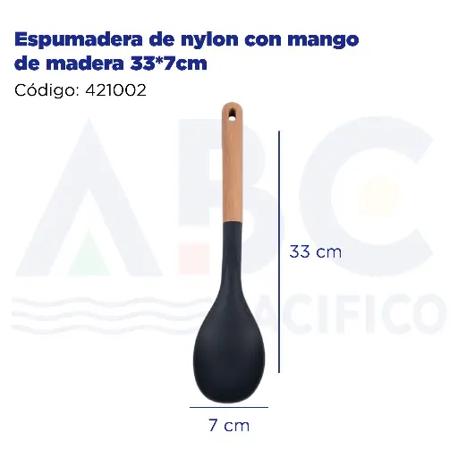 [421002] Espumadera de nylon con mango de madera 33*7cm