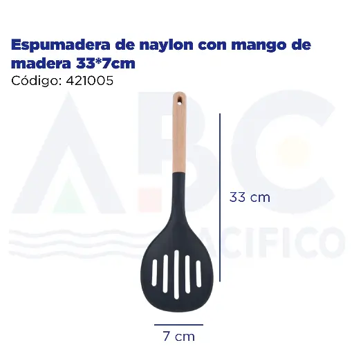 [421005] Espumadera de naylon con mango de madera 33*7cm