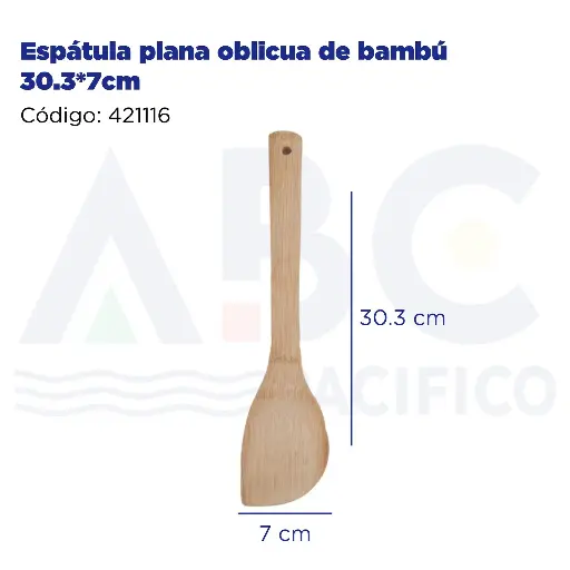 [421116] Espátula plana oblicua de bambú 30.3*7cm