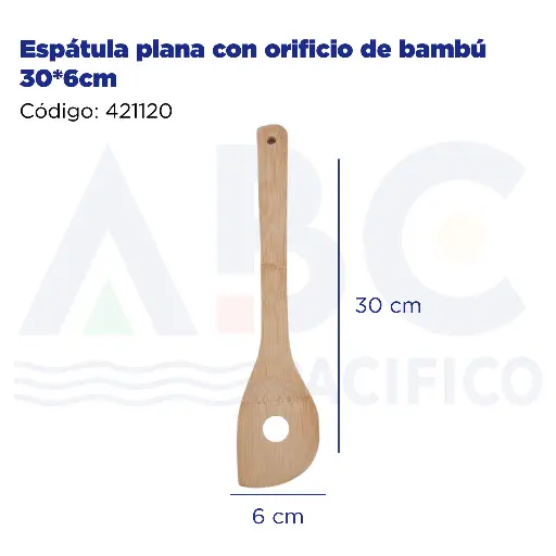 [421120] Espátula plana con orificio de bambú 30*6cm