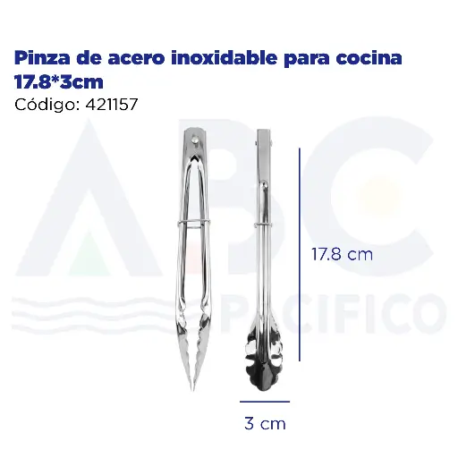[421157] Pinza de acero inoxidable para cocina 17.8*3cm