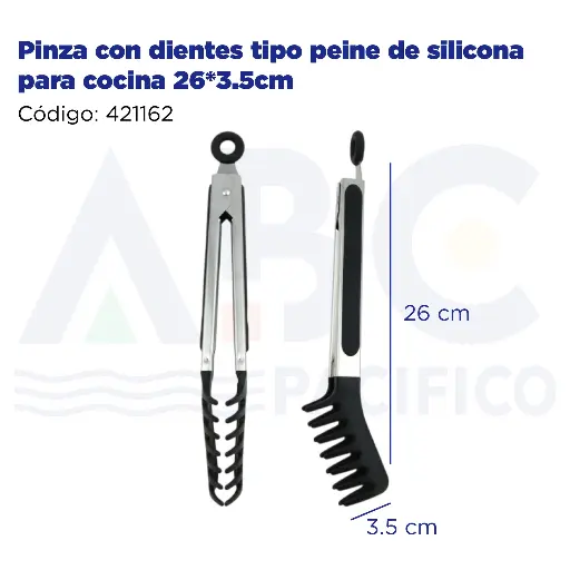 [421162] Pinza con dientes tipo peine de silicona para cocina 26*3.5cm