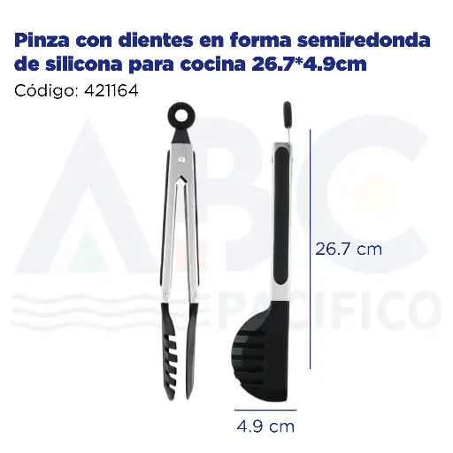 [421164] Pinza con dientes en forma semiredonda de silicona para cocina 26.7*4.9cm