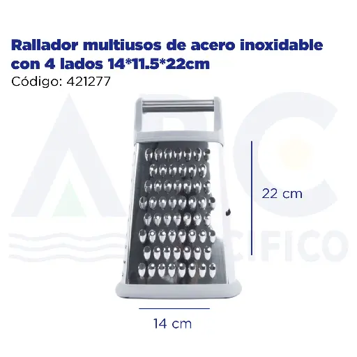 [421277] Rallador multiusos de acero inoxidable con 4 lados 14*11.5*22cm
