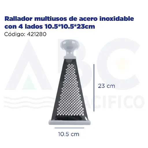 [421280] Rallador multiusos de acero inoxidable con 4 lados 10.5*10.5*23cm