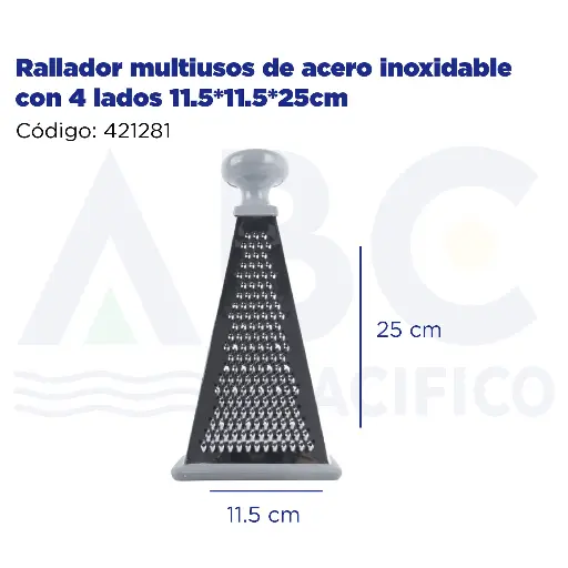 [421281] Rallador multiusos de acero inoxidable con 4 lados 11.5*11.5*25cm