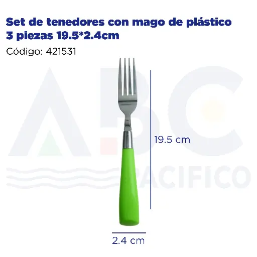 [421531] Set de tenedores con mago de plástico 3 piezas 19.5*2.4cm