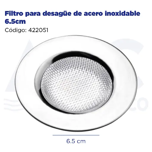 [422051] Filtro para desagüe de acero inoxidable 6.5cm