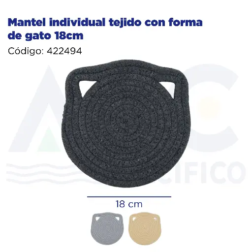 [422494] Mantel individual tejido con forma de gato 18cm
