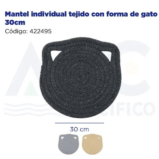 [422495] Mantel individual tejido con forma de gato 30cm