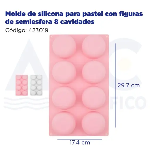 [423019] Molde de silicona para pastel con figuras de semiesfera 8 cavidades 