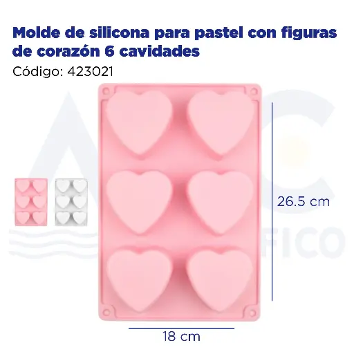 [423021] Molde de silicona para pastel con figuras de corazón 6 cavidades