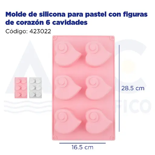 [423022] Molde de silicona para pastel con figuras de corazón 6 cavidades