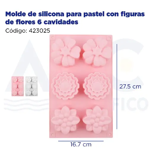 [423025] Molde de silicona para pastel con figuras de flores 6 cavidades