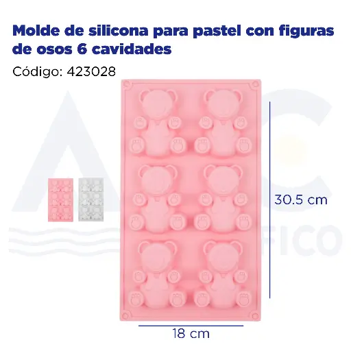 [423028] Molde de silicona para pastel con figuras de osos 6 cavidades