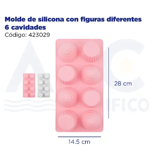 [423029] Molde de silicona con figuras diferentes 6 cavidades