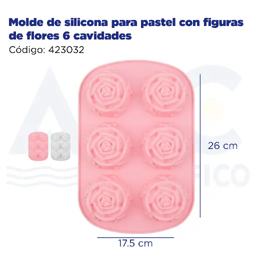 [423032] Molde de silicona para pastel con figuras de flores 6 cavidades