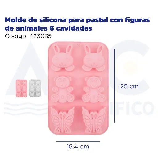 [423035] Molde de silicona para pastel con figuras de animales 6 cavidades