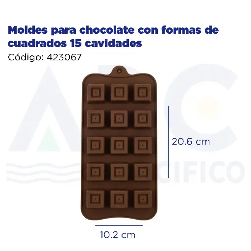[423067] Moldes para chocolate con formas de cuadrados 15 cavidades