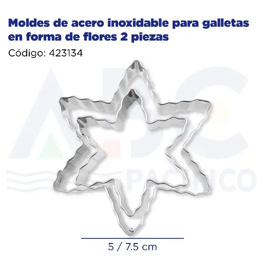 [423134] Moldes de acero inoxidable para galletas en forma de flores 2 piezas