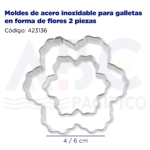 [423136] Moldes de acero inoxidable para galletas en forma de flores 2 piezas