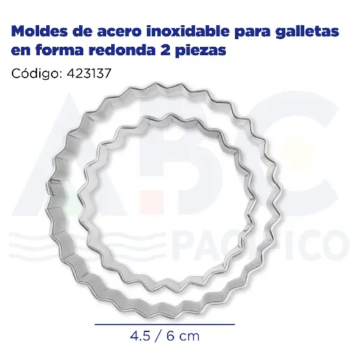 [423137] Moldes de acero inoxidable para galletas en forma redonda 2 piezas