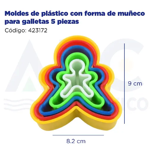[423172] Moldes de plástico con forma de muñeco para galletas 5 piezas