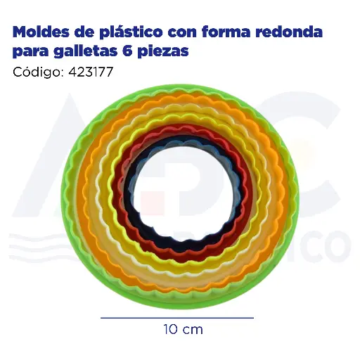 [423177] Moldes de plástico con forma redonda para galletas 6 piezas