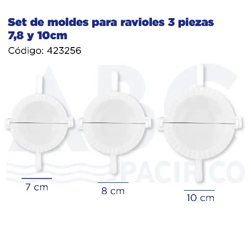 [423256] Set de moldes para ravioles 3 piezas 7,8 y 10cm
