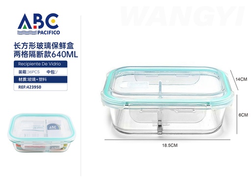 [423950] Fiambrera rectangular de vidrio 640ml