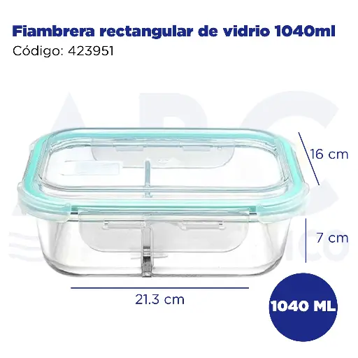 [423951] Fiambrera rectangular de vidrio 1040ml