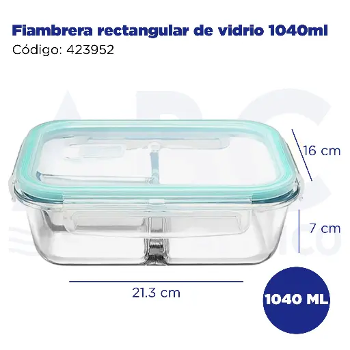 [423952] Fiambrera rectangular de vidrio 1040ml