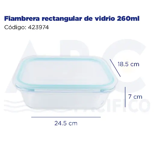 [423974] Fiambrera rectangular de vidrio 260ml
