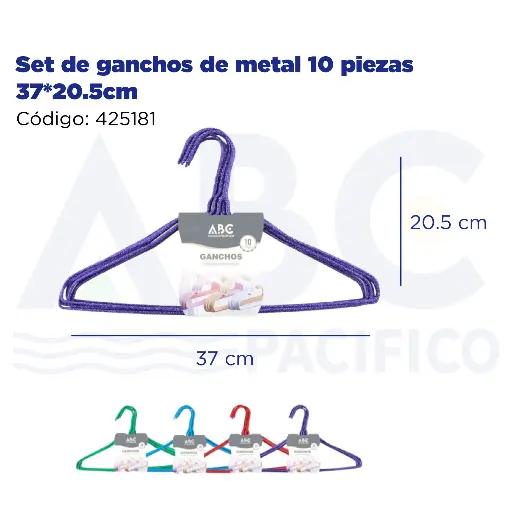 [425181] Set de ganchos de metal 10 piezas 37*20.5cm