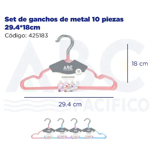 [425183] Set de ganchos de metal 10 piezas 29.5*18cm