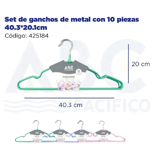 [425184] Set de ganchos de metal con 10 piezas 40.3*20.1cm