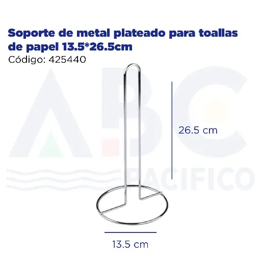 [425440] Soporte de metal plateado para toallas de papel 13.5*26.5cm