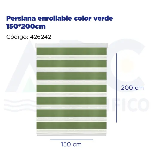 [426242] Persiana enrollable color verde 150*200cm