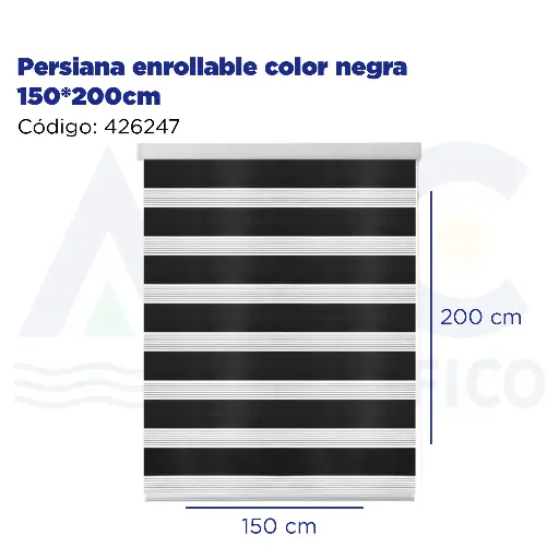 [426247] Persiana enrollable color negra 150*200cm