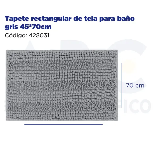 [428031] Tapete rectangular de tela para baño gris 45*70cm