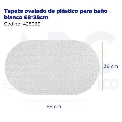 [428065] Tapete ovalado de plástico para baño blanco 68*38cm