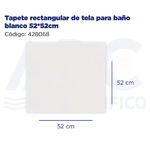 [428068] Tapete rectangular de tela para baño blanco 52*52cm