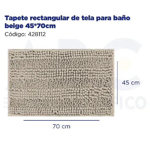 [428112] Tapete rectangular de tela para baño beige 45*70cm