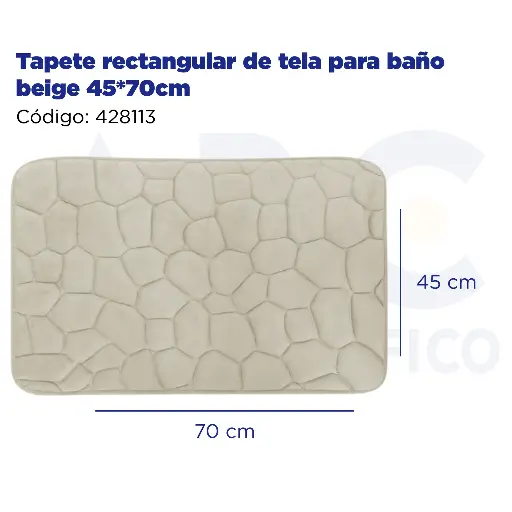 [428113] Tapete rectangular de tela para baño beige 45*70cm