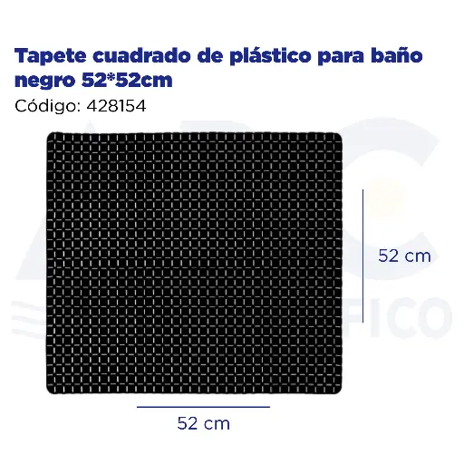[428154] Tapete cuadrado de plástico para baño negro 52*52cm